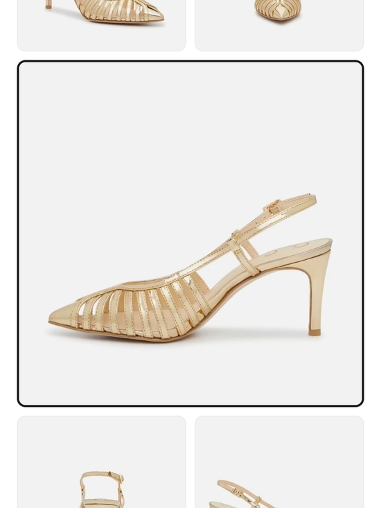 Jessica Simpson Shoes - Jessica Simpson Metallic Gold Strappy Slingback Kitten Heel